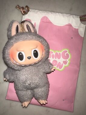 LABUBU Plush Grey Monster Keychain